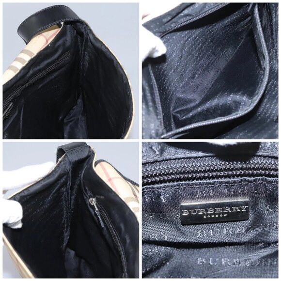 BURBERRY Nova Check Shoulder Bag PVC Beige Silver Auth 115053 - Picture 15 of 16